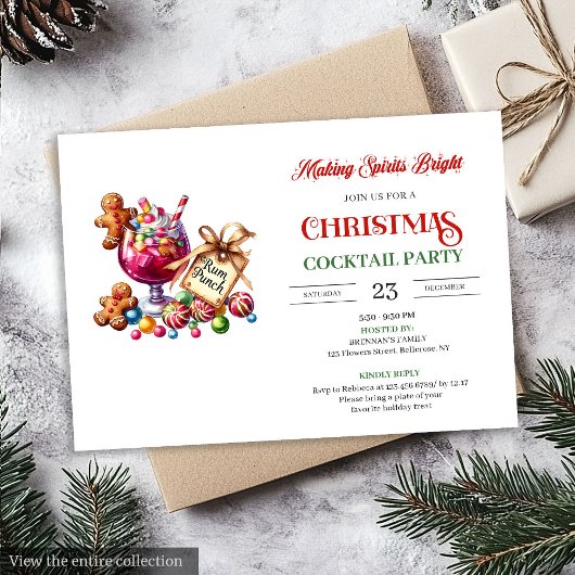 Trendy printable Christmas cocktails party invites Einladung