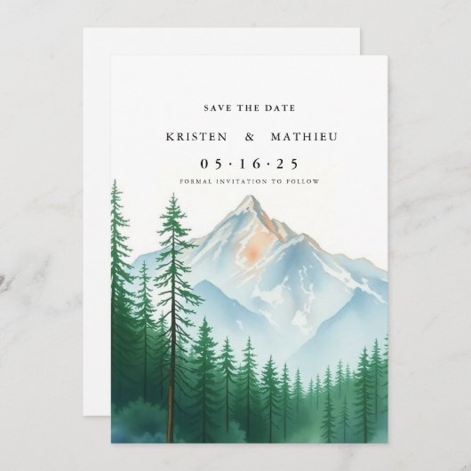 Trendy Printable Mountain Save The Date (Vorne/Hinten)