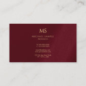 Trendy Professional Elegant Gold Text Monogram Visitenkarte (Rückseite)