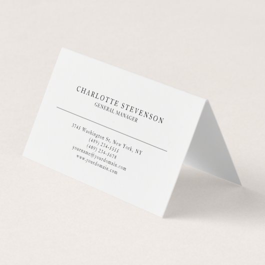 Trendy Professional White Plain Simple Minimalist Visitenkarten (Vorderseite)
