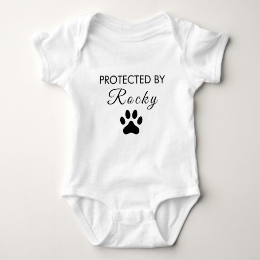 Trendy Protected By Dog Personalized Baby Strampler (Vorderseite)
