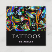 Trendy Psychedelic Tattoo Artist Creative Fun Cool Quadratische Visitenkarte (Vorderseite)
