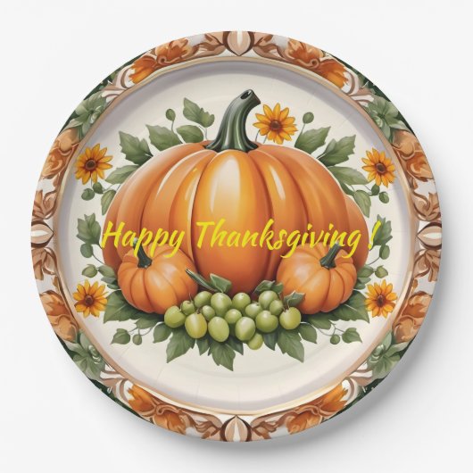 Trendy Pumpkin Thanksgiving Herbstkollektion Pappteller (Vorderseite)