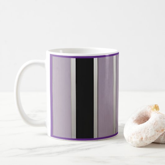 Trendy Purple and Black stripe with silver accents Kaffeetasse (Mit Donut)