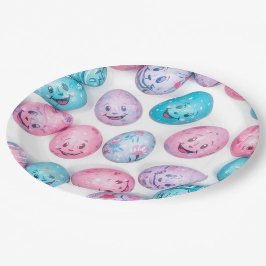 Trendy Purple and Pink Easter Eggs Pattern Paper Pappteller (Schrägansicht)