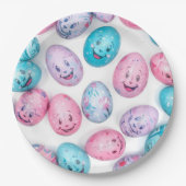Trendy Purple and Pink Easter Eggs Pattern Paper Pappteller (Vorderseite)