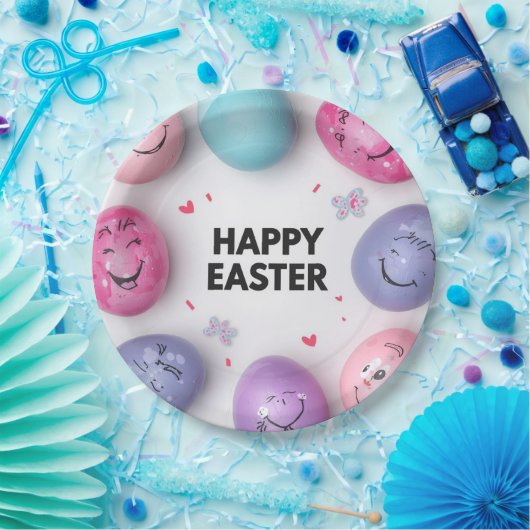 Trendy Purple and Pink Easter Eggs Pattern Paper Pappteller (Party)