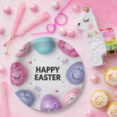 Trendy Purple and Pink Easter Eggs Pattern Paper Pappteller (Party)
