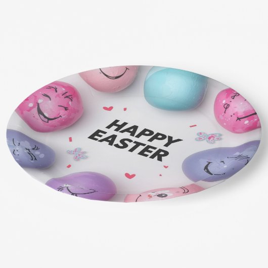 Trendy Purple and Pink Easter Eggs Pattern Paper  Pappteller (Schrägansicht)