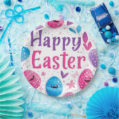 Trendy Purple and Pink Easter Eggs Pattern Paper Pappteller (Party)