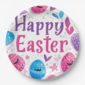 Trendy Purple and Pink Easter Eggs Pattern Paper Pappteller (Vorderseite)