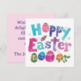 Trendy Purple and Pink Easter Eggs personalized Feiertagskarte