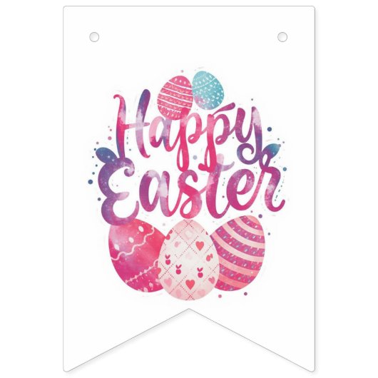 Trendy Purple and Pink Easter Eggs wrapping paper  Wimpelkette (Erste Fahne)