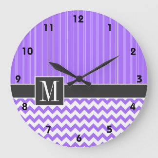 Trendy Purple Chevron Große Wanduhr