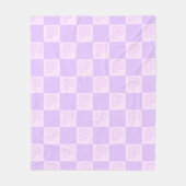 Trendy Purple Monogram Initial Checkered  Fleecedecke (Vorderseite)