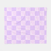 Trendy Purple Monogram Initial Checkered  Fleecedecke (Vorderseite (Horizontal))