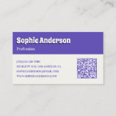 Trendy Purple Retro Check Pattern with QR Code Visitenkarte (Rückseite)