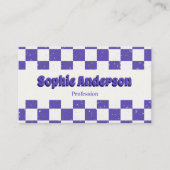 Trendy Purple Retro Check Pattern with QR Code Visitenkarte (Vorderseite)