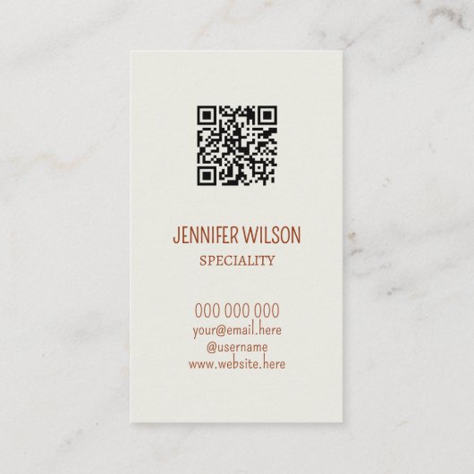 Trendy QR Code abstrakter Glitzer Terrakotta grün Visitenkarte (Rückseite)