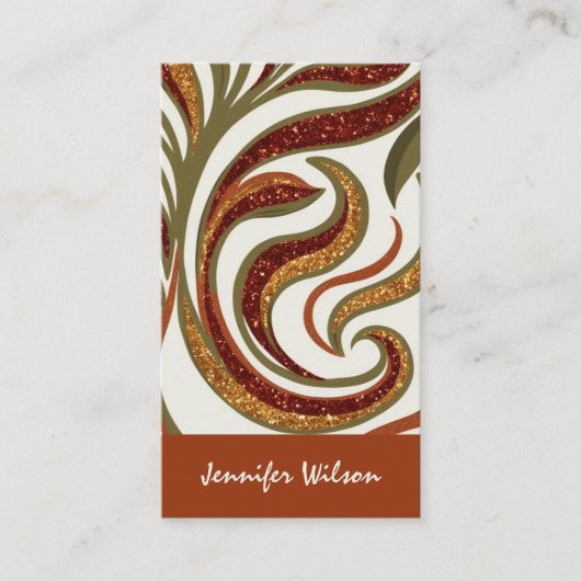 Trendy QR Code abstrakter Glitzer Terrakotta grün Visitenkarte (Vorderseite)