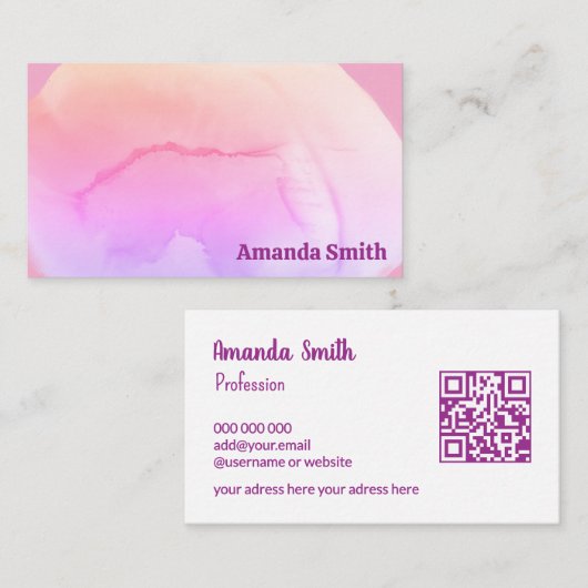 Trendy QR-Code cool abstrakten farbigen Geschäftsw Visitenkarte (Vorne/Hinten)