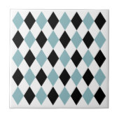 Trendy quadratisches geometrisches Muster Schwarz Fliese (Vorderseite)