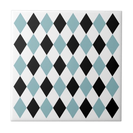 Trendy quadratisches geometrisches Muster Schwarz  Fliese (Vorderseite)