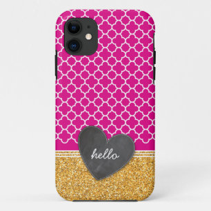 TRENDY Quarrefolienkalkarton Herz Glitzer rosa Case-Mate iPhone Hülle