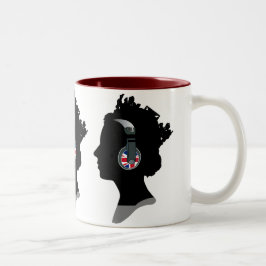 TRENDY QUEEN ELIZABETH MIT UNION JACK HEADPHONES ZWEIFARBIGE TASSE