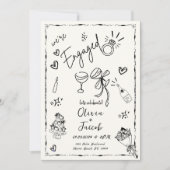 Trendy Quirky Fun Hand Drawing Party Einladung (Vorderseite)