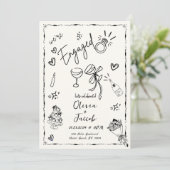 Trendy Quirky Fun Hand Drawing Party Einladung (Stehend Vorderseite)