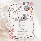Trendy Quirky Fun Hand Drawing Wavy Engagement Par Einladung