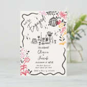 Trendy Quirky Fun Hand Drawing Wavy Engagement Par Einladung (Stehend Vorderseite)