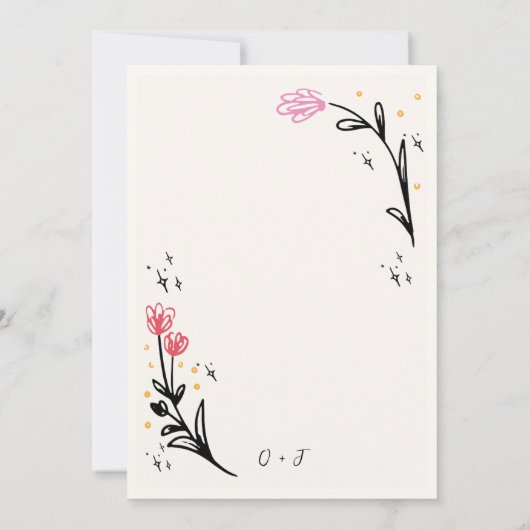 Trendy Quirky Fun Hand Drawing Wavy Engagement Par Einladung (Rückseite)