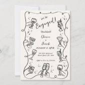 Trendy Quirky Hand Dragle Engagement Party Einladung (Vorderseite)