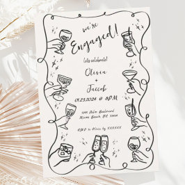 Trendy Quirky Hand Dragle Engagement Party Einladung