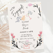 Trendy Quirky Hand Drawing Cupid Engagement Party Einladung