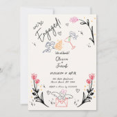 Trendy Quirky Hand Drawing Cupid Engagement Party Einladung (Vorderseite)