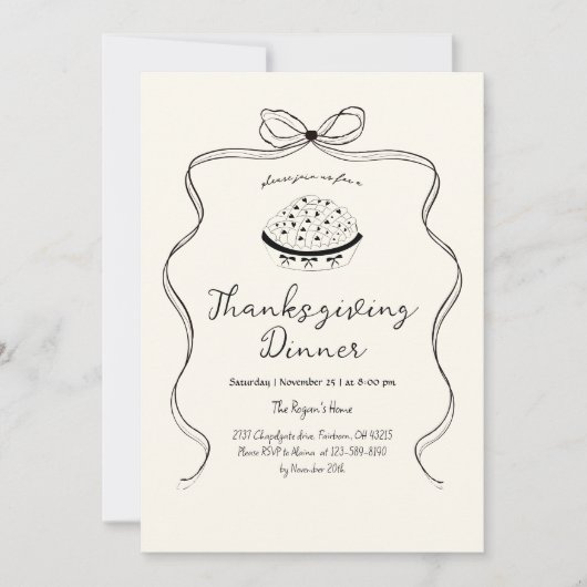 Trendy Quirky Hand Drawn Wavy Pie Erntedank Einladung (Vorderseite)