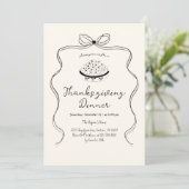 Trendy Quirky Hand Drawn Wavy Pie Erntedank Einladung (Stehend Vorderseite)
