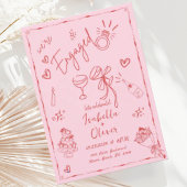 Trendy Quirky Pink Hand Drawing Party Einladung