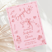Trendy Quirky Pink Hand Drawing Party