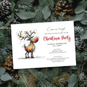 Trendy Quirky Reindeer Watercolor Party Invite Einladung