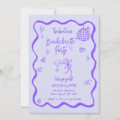 Trendy Quirky Wavy Hand Drawing Junggeselinnen-Abs Einladung (Vorderseite)