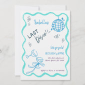 Trendy Quirky Wavy Hand Drawing Junggeselinnen-Abs Einladung (Vorderseite)