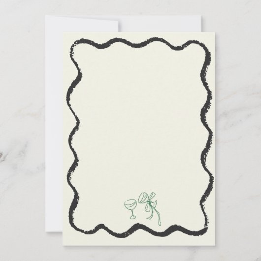 Trendy Quirky Wavy Hand Drawing Junggeselinnen-Abs Einladung (Rückseite)