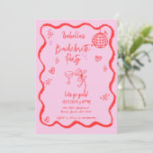 Trendy Quirky Wavy Hand Drawing Junggeselinnen-Abs Einladung (Stehend Vorderseite)