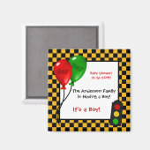 Trendy Race Car Schachbretts Boy Baby Showroom Magnet (Vorderseite/Rückseite)