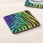 Trendy Rainbow and Black Zebra Animal Print on ele Getränkeuntersetzer (Linke Seite)