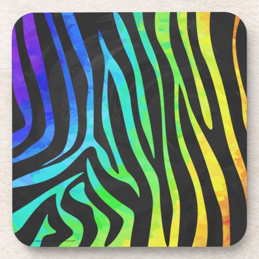 Trendy Rainbow and Black Zebra Animal Print on ele Getränkeuntersetzer (Vorderseite)